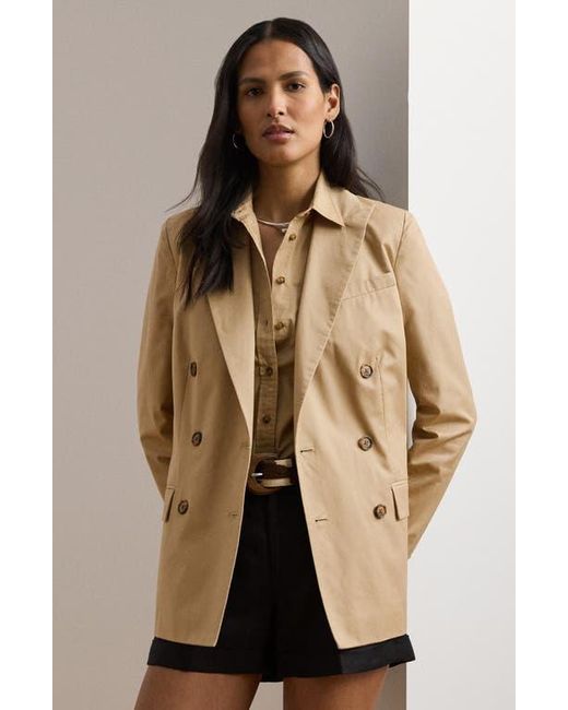Ralph Lauren Brown Double Breasted Cotton Twill Blazer