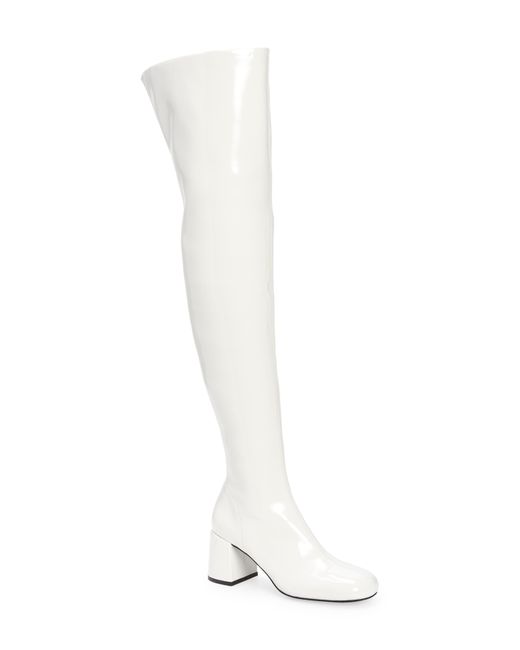 Jeffrey Campbell White Maize Over The Knee Patent Leather Boot