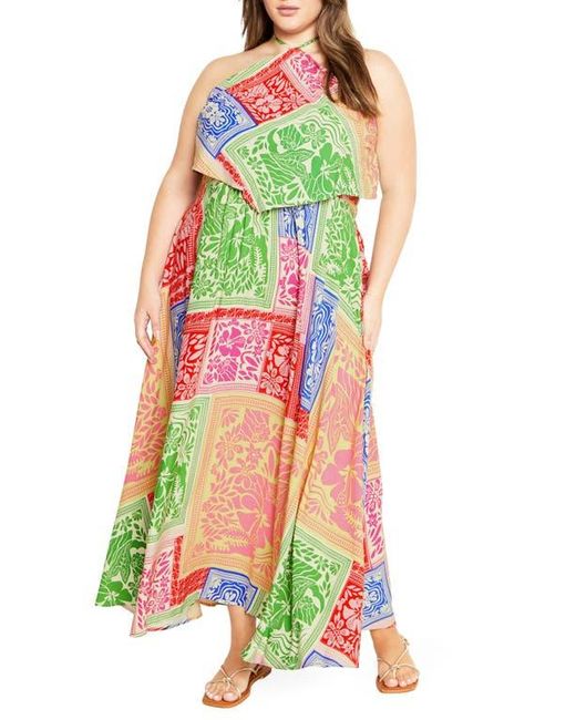 City Chic Green Halter Maxi Dress