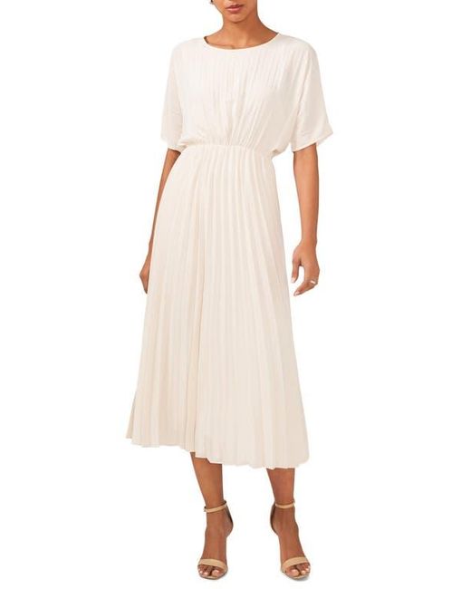 Halogen® Natural Pleated Midi Dress
