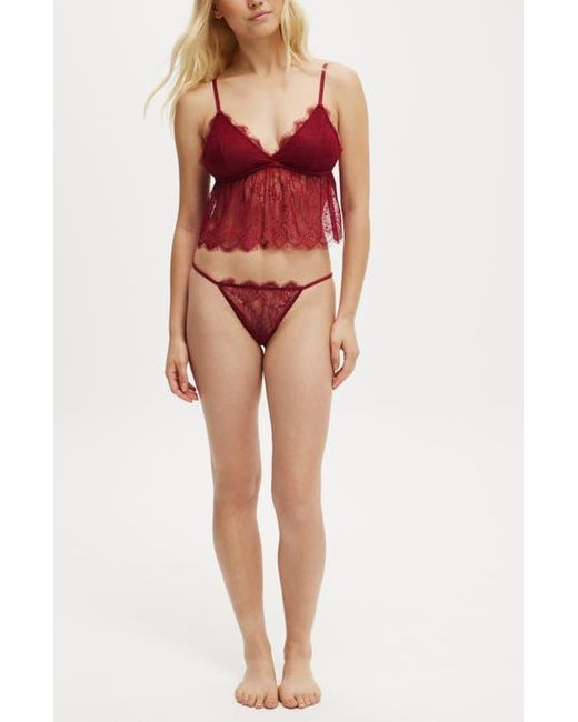 Cotton On Red Eyelash Lace Longline Bralette
