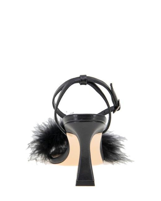 BCBGMAXAZRIA Black Relby Faux Feather Sandal