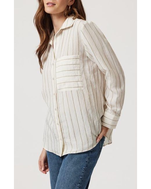 Mavi White Oversize Stripe Button-Up Shirt
