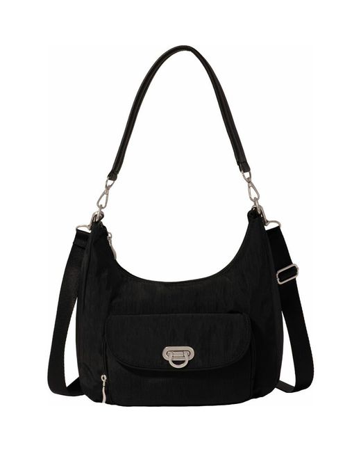 Baggallini Black Coastal Flip Lock Half Moon Bag