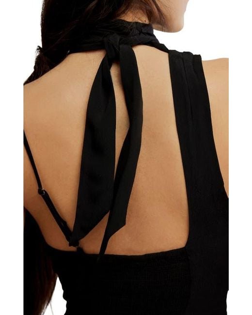 Free People Black True To You Sleeveless Tie Neck Top