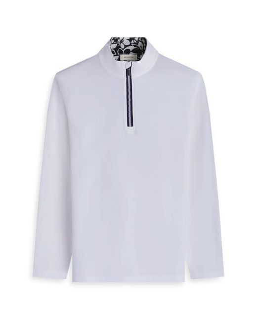 Bugatchi White Solid Quarter Zip Pullover for men