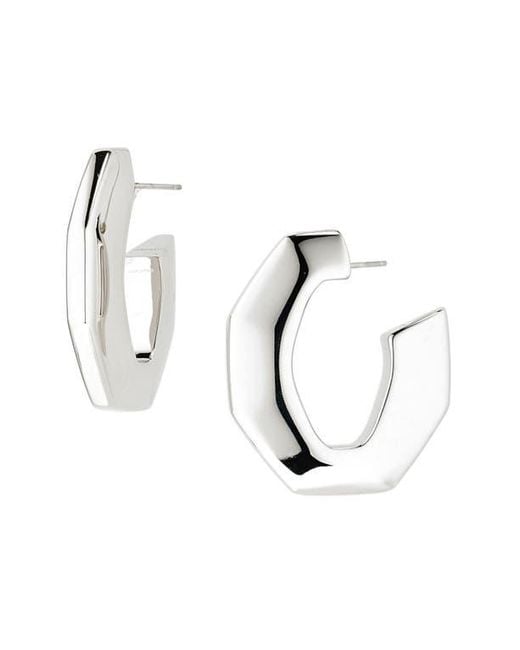 Givenchy White Large Chain Link Hoop Earrings
