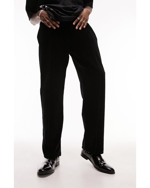 Topman Black Pintuck Velour Pants for men
