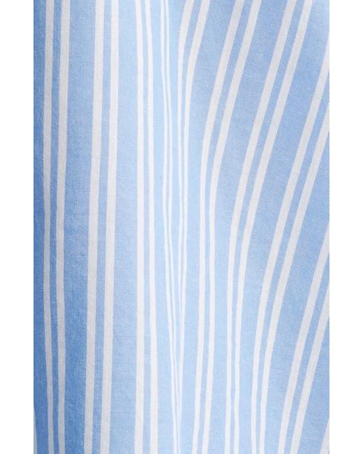 Beach Lunch Lounge Blue Candy Stripe Cotton Blend Button-Up Shirt