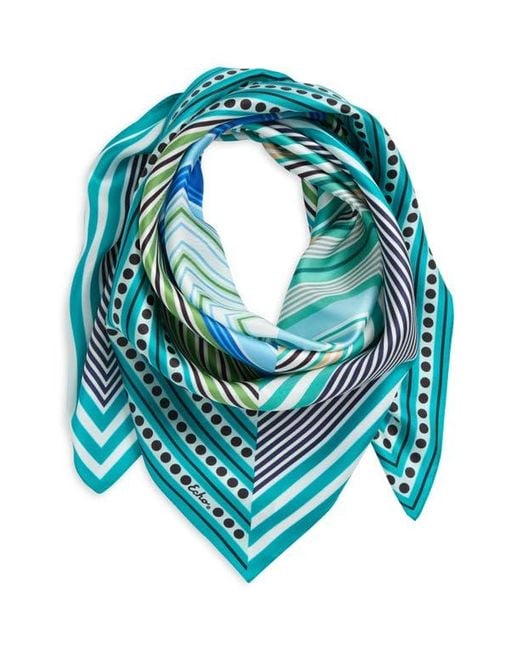 Echo Blue Stripe Vortex Silk Square Scarf