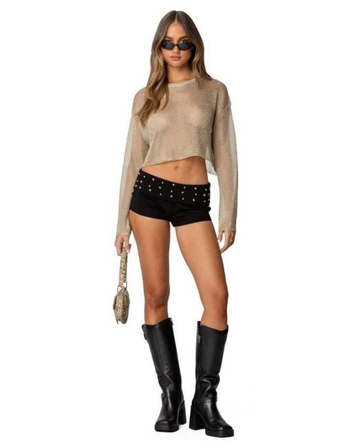 Edikted Black Studded Micro Shorts