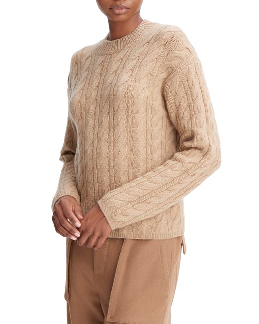 Vince Natural Cable Wool & Cashmere Blend Crewneck Sweater