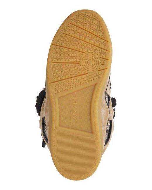 Lanvin Brown Curb Suede Sneakers With Mesh Laces