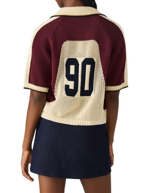 Steve Madden Blue Axon Open Stitch Polo Sweater