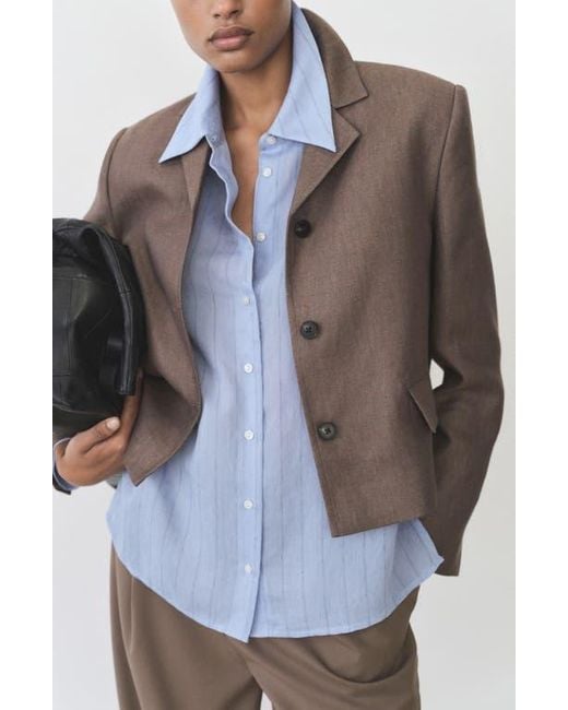 Mango Blue Stripe Button-Up Shirt