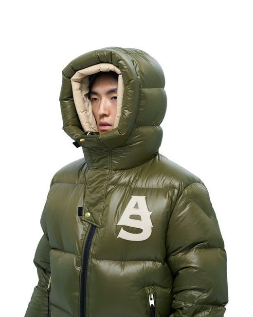 Alpha Style Green Kudu Hooded Puffer Down Jacket for men