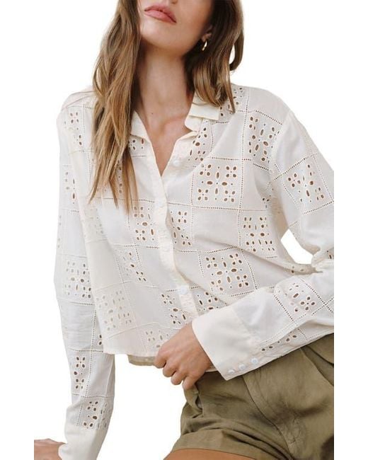Bella Dahl Multicolor Embroidered Eyelet Button-Up Shirt