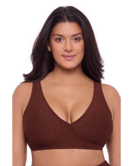 S3 Red Novelty Texture Wrap Bralette Swim Top