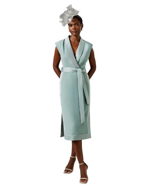 Coast Tux Satin Midi Dress in Green | Lyst