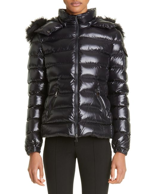 Moncler Badyf Down Jacket With Removable Faux Fur Trim in Black | Lyst