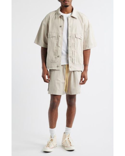 DIET STARTS MONDAY Natural Cotton Drawstring Cargo Shorts for men
