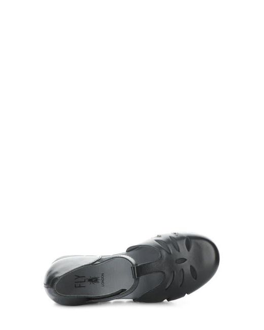 Fly London Black Velt Platform Wedge Fisherman Sandal
