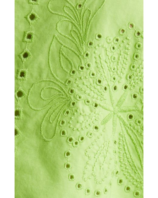 Rails Green Laine Embroidered Eyelet Cotton Crop Top