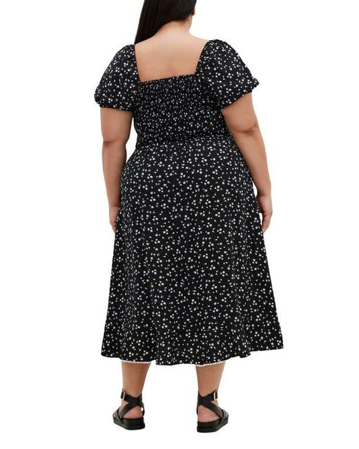 City Chic Black Dress Sky Floral Midi Dress