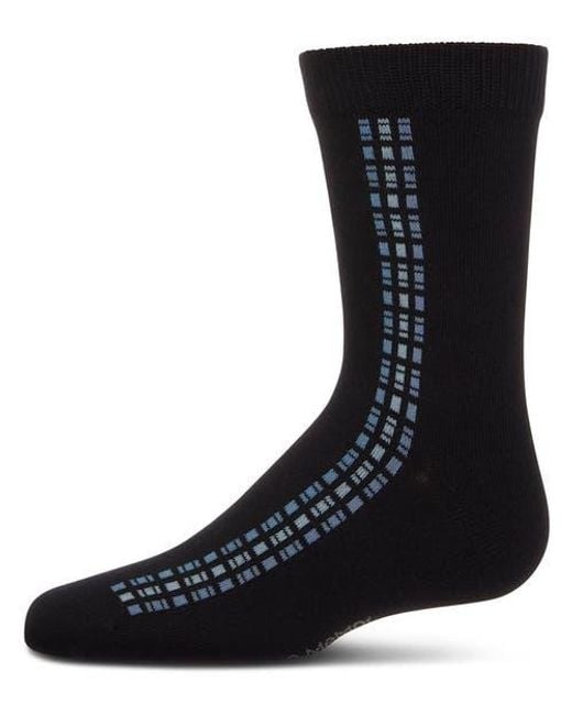 Memoi Black Vertical Dashed Line Crew Socks for men