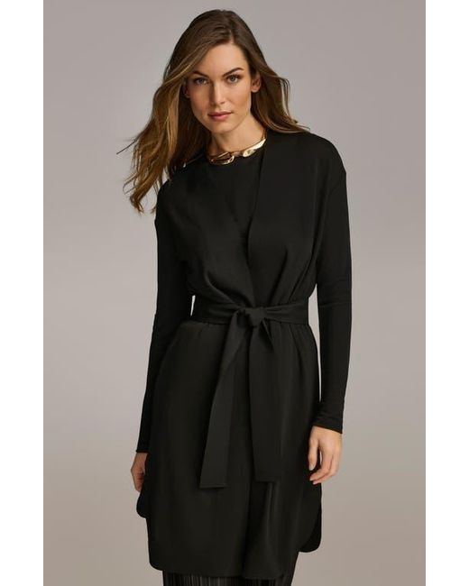 Donna Karan Black Tie Waist Long Cardigan