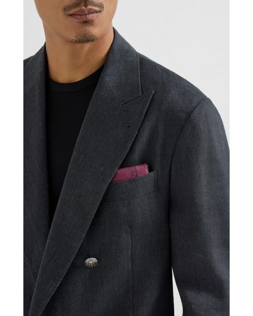 Brunello Cucinelli Purple Pocket Square With Pattern for men