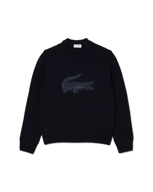 Lacoste Blue Classic Fit Logo Patch Wool Blend Sweater for men