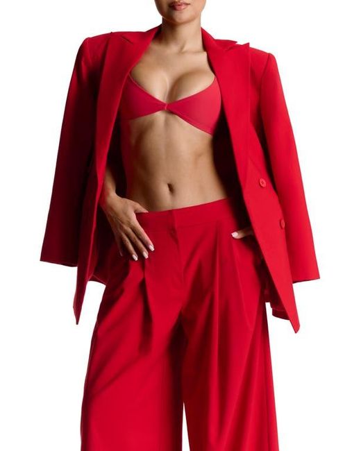 Naked Wardrobe Red Oversize Long Sleeve Blazer Dress