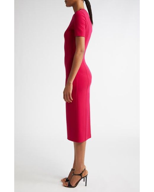Michael Kors Red Stretch Wool Midi Sheath Dress
