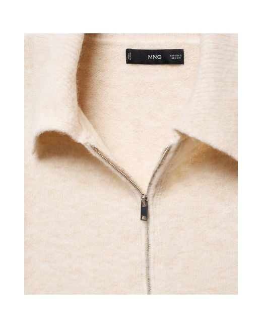 Mango Collar Zip Sweater in White Lyst