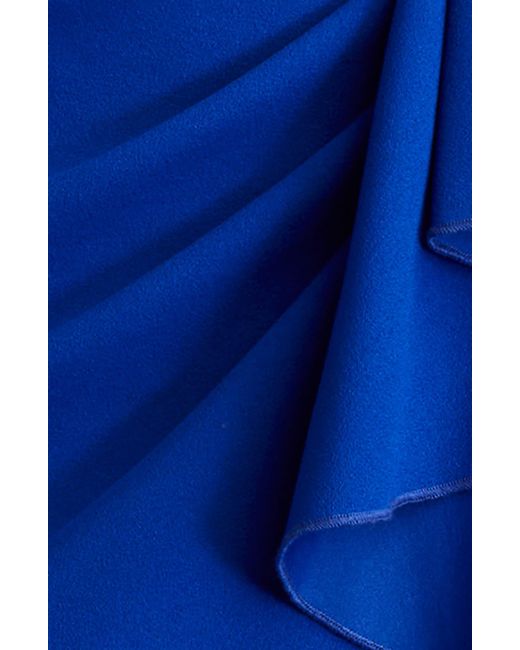 Tadashi Shoji Blue Crossneck Side Ruffle Gown