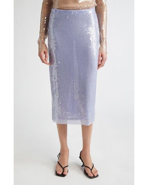 Monse Blue Sheer Sequin Pencil Skirt
