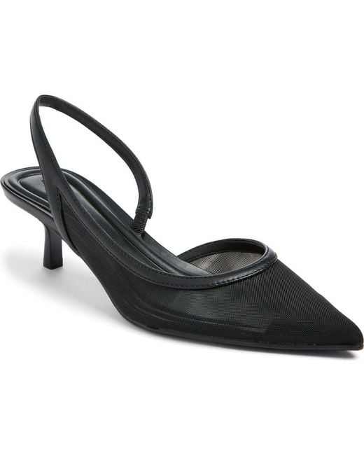 Open Edit Black Corina Half D'Orsay Kitten Heel Slingback Pump