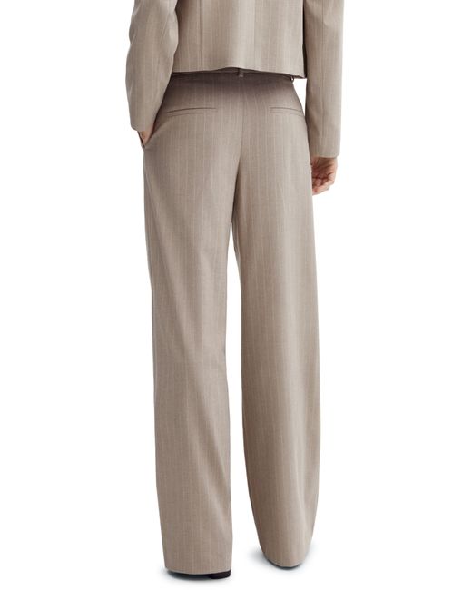 Mango Natural Pinstripe Wide Leg Suit Pants