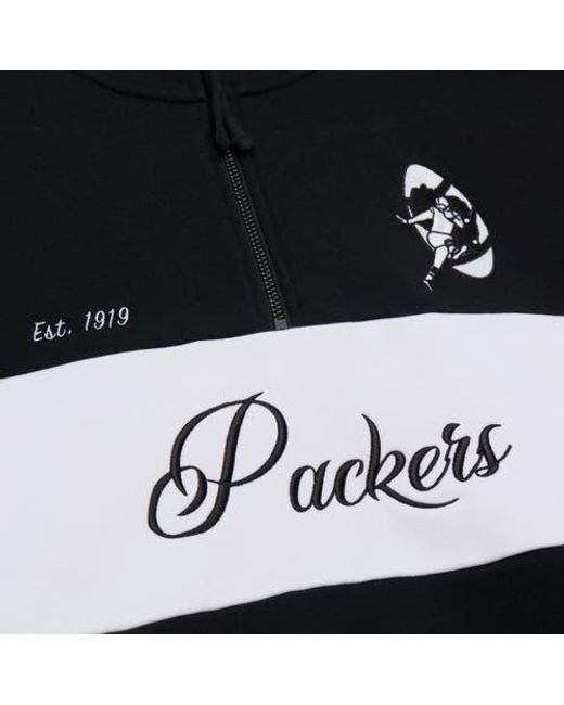 Mitchell & Ness Black Bay Packers Quarter-Zip Jacket