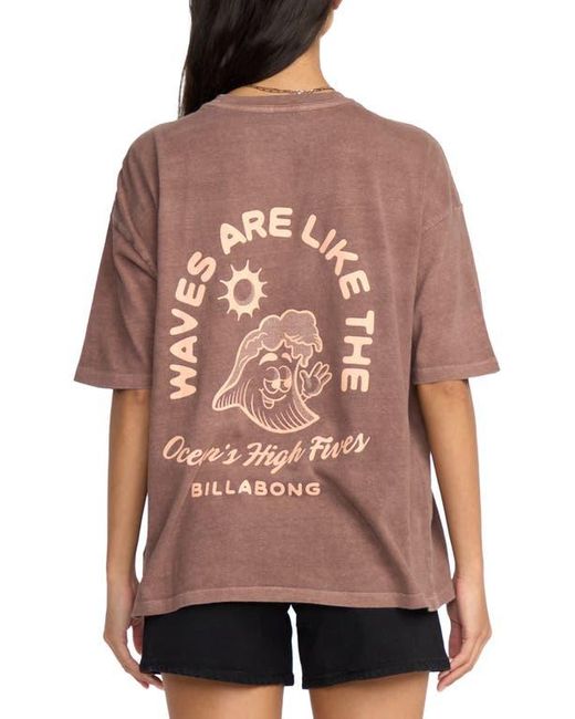 Billabong Red The Great Waves Oversize Cotton Graphic T-Shirt