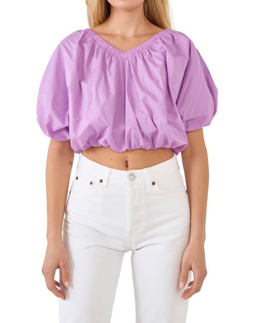 Endless Rose Purple Puff Crop Blouse