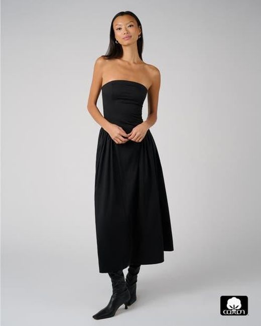 WeWoreWhat Black Strapless Corset Ruched Dress