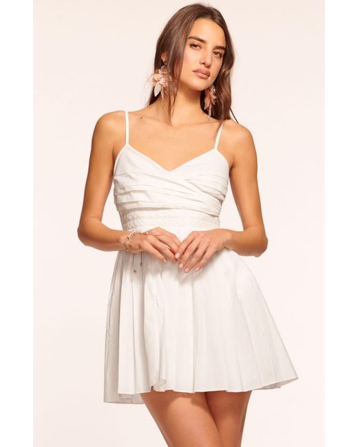 Ramy Brook White Andie Pleated Cotton Skater Dress