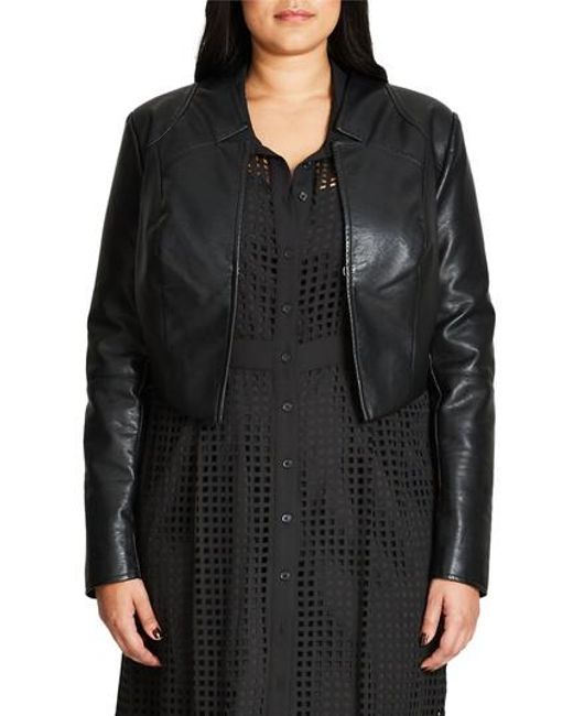 Lyst City Chic Sleek Faux Leather Bolero In Black City Chic Black Sleek Faux Leather Bolero Lyst