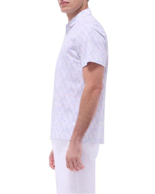 Bugatchi White Victor Ooohcotton Pineapple Print Polo for men