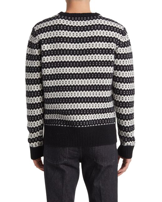 BLK DNM Black Zigzag Stripe Wool Crewneck Sweater for men