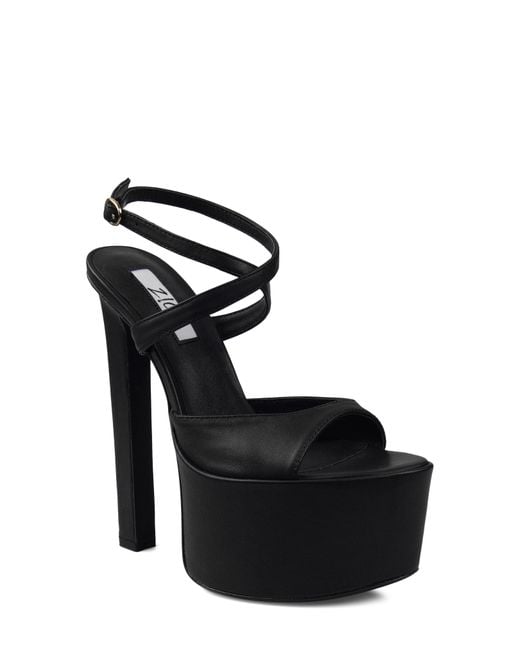 Zigi Black Ankle Strap Platform Sandal