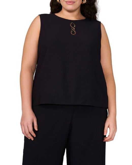 Vince Camuto Black Lattice Inset Keyhole Back Sleeveless Top