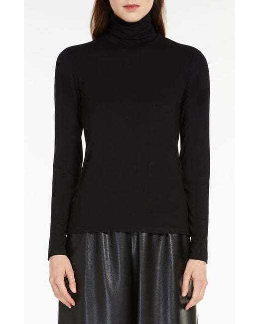 Weekend by Maxmara Black Multif Stretch Jersey Turtleneck Top